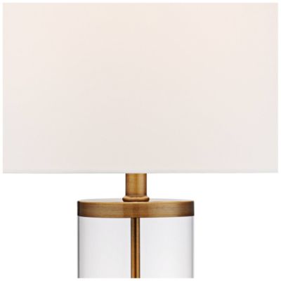 Modern Coastal Table Lamp Fillable 26" High Clear Glass Cylinder Gold Metal White Drum Ball Shade Decor for Living Room Bedroom Beach House Bedside Nightstand Home Office - 360 Lighting