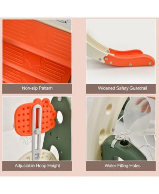 6 in 1 Toddler Slide and Swing Set Climber Playset w/ Ball Games Orange