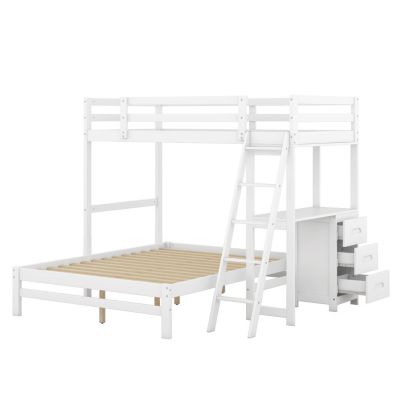 Streamdale Twin Over Full Bunk Bed With Built-In Desk And Three Drawers