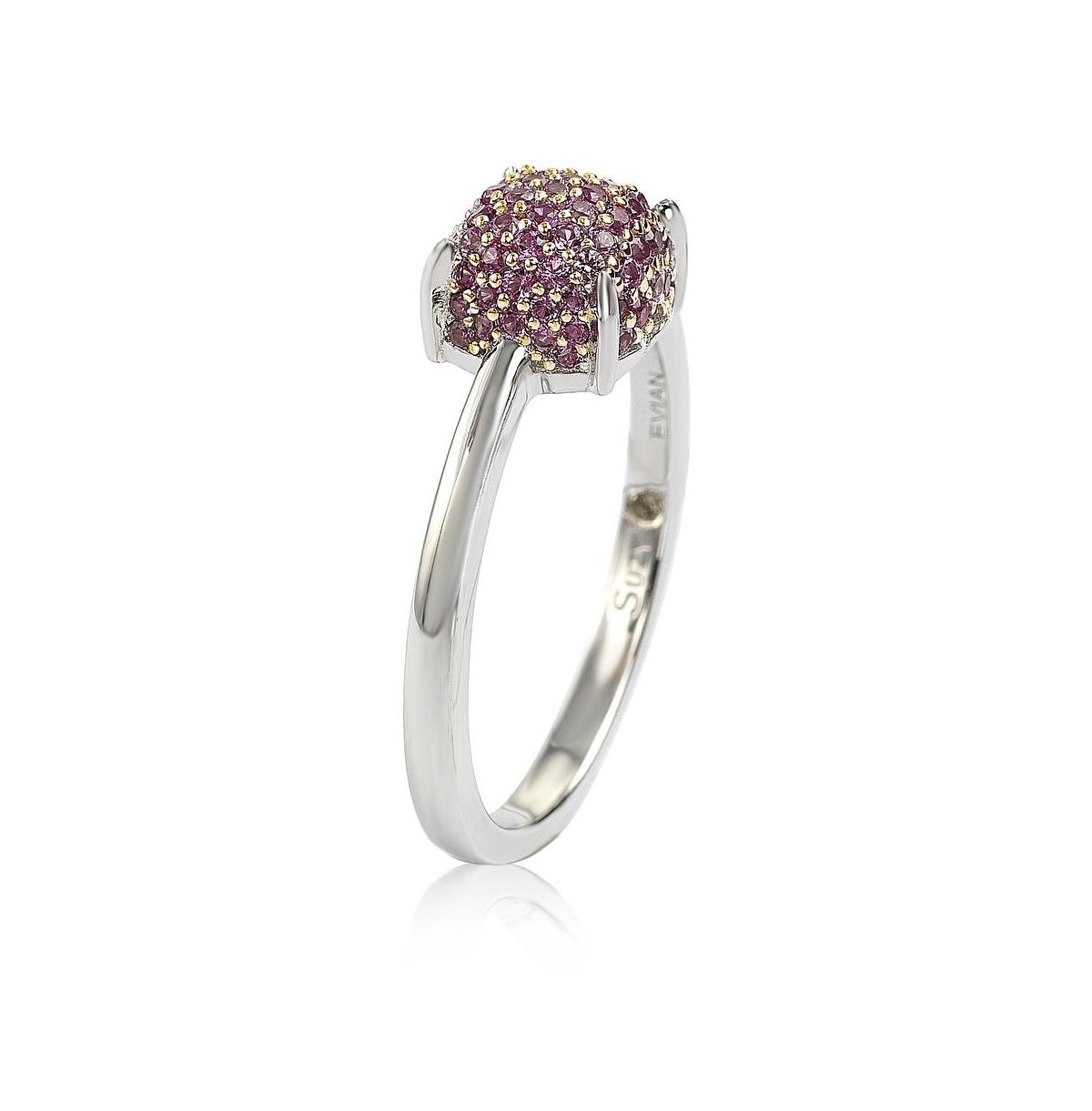 Suzy Levian New YorkSapphire Pave Puff Solitaire Ring in Sterling Silver by Suzy Levian - Pink