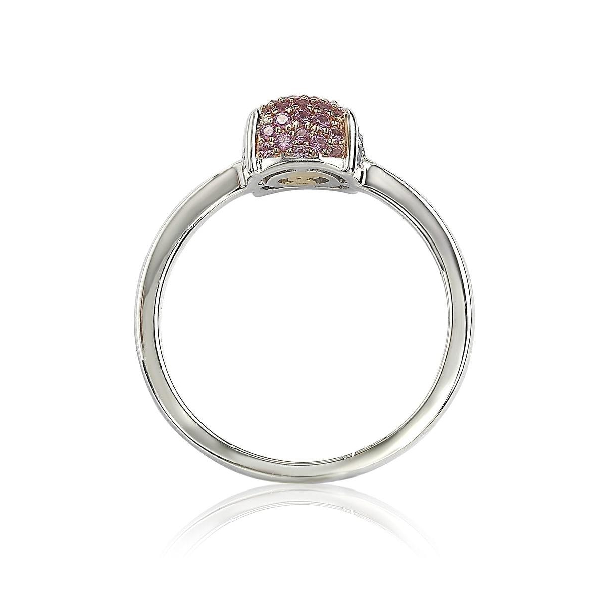 Suzy Levian New YorkSapphire Pave Puff Solitaire Ring in Sterling Silver by Suzy Levian - Pink