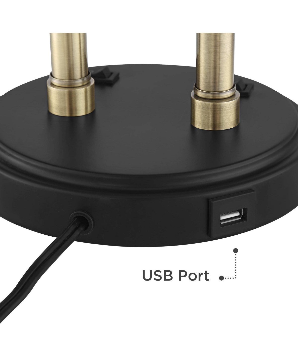 Possini Euro Design Sentry Mid Century Modern Desk Lamp High with Usb Charging Port Black BrassMetal Led Adjustable Cone Shade for Living Ro