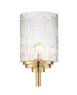 Kinsey Modern Torchiere Floor Lamp 72 1/2" Tall Brass Gold Metal Stone Pattern Crystal Glass Shade for Living Room Office House