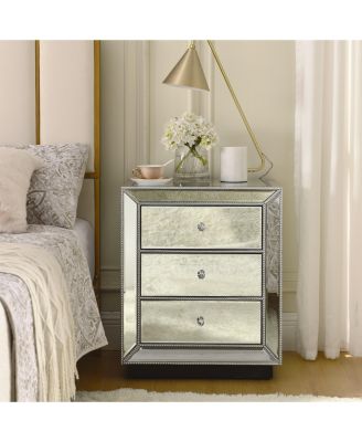 Pearl Silver Mirrored 3-Drawer Cabinet