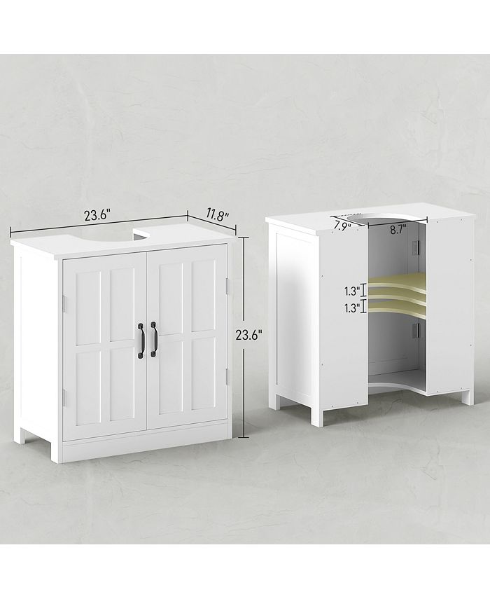 Kleankin Bathroom Sink Cabinet, Pedestal Sink Cabinet with Adjustable ...