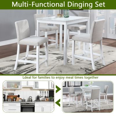 Streamdale Elegant Wooden Counter Height Dining Set with Upholstered Chairs