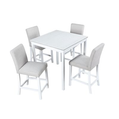 Streamdale Elegant Wooden Counter Height Dining Set with Upholstered Chairs