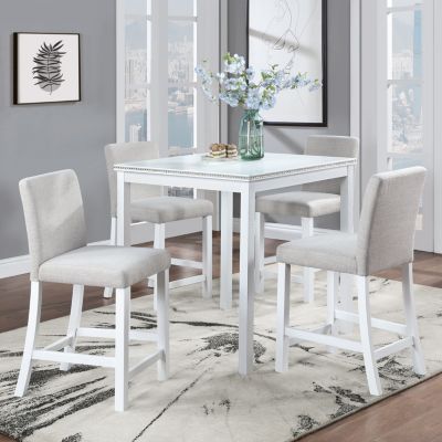 Streamdale Elegant Wooden Counter Height Dining Set with Upholstered Chairs