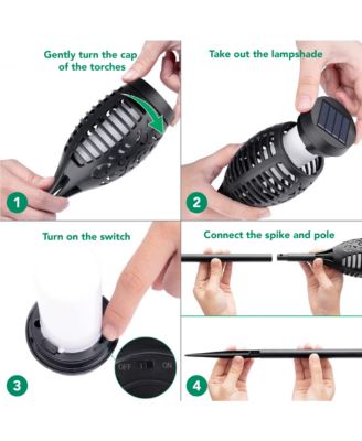 6-Pack Waterproof Flame Solar Torch Light