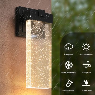 2-Pack Outdoor Transparent LED Crystal Wall Lamp