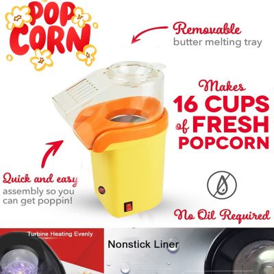 Popcorn Machine 16 Cup Capacity Hot Air Popper Mini Portable Tabletop Electric Pop Corn Maker Maquina Para Hacer Palomitas De Maiz For Home Movie Party - POP Y