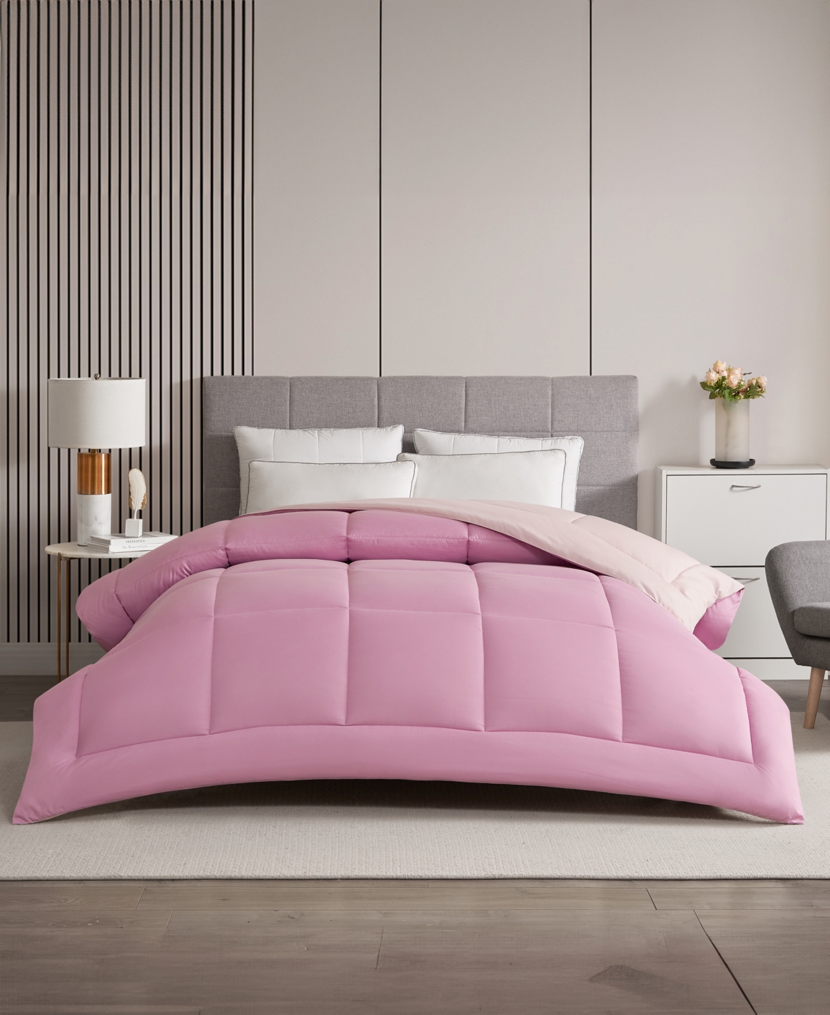 Royal Luxe Reversible Down Alternative Comforter, Full/queen, Exclusively At Macy's In Pink,mauve