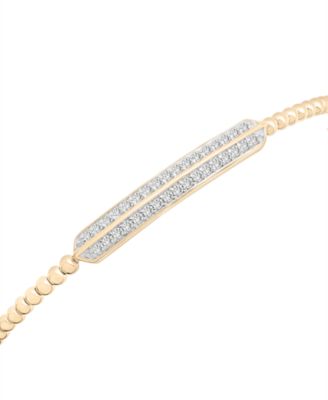 Diamond Bar Cuff Bangle Bracelet (1/5 ct. t.w.) in 14k Gold-Plated Sterling Silver or Sterling Silver, Created for Macy's