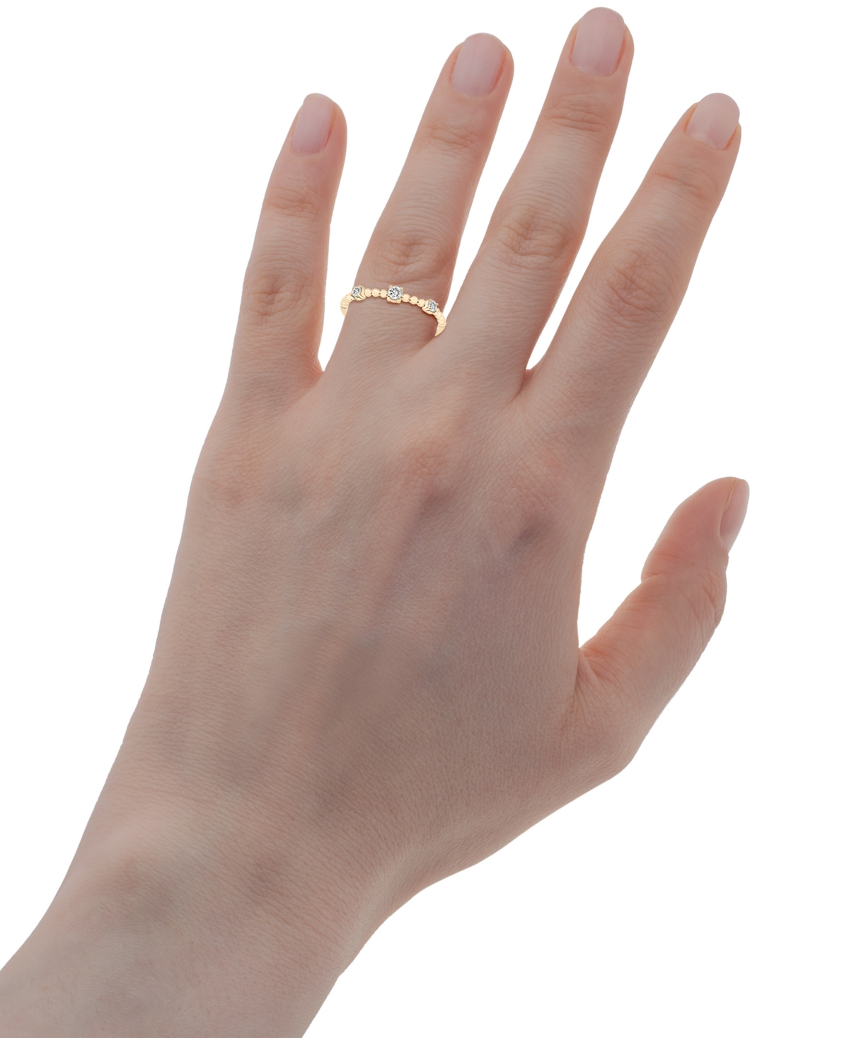 Wrapped Diamond Beaded Narrow Stack Band (1/10 Ct. T.w.) In 10k Gold, Created For Macy's In Yellow Gold