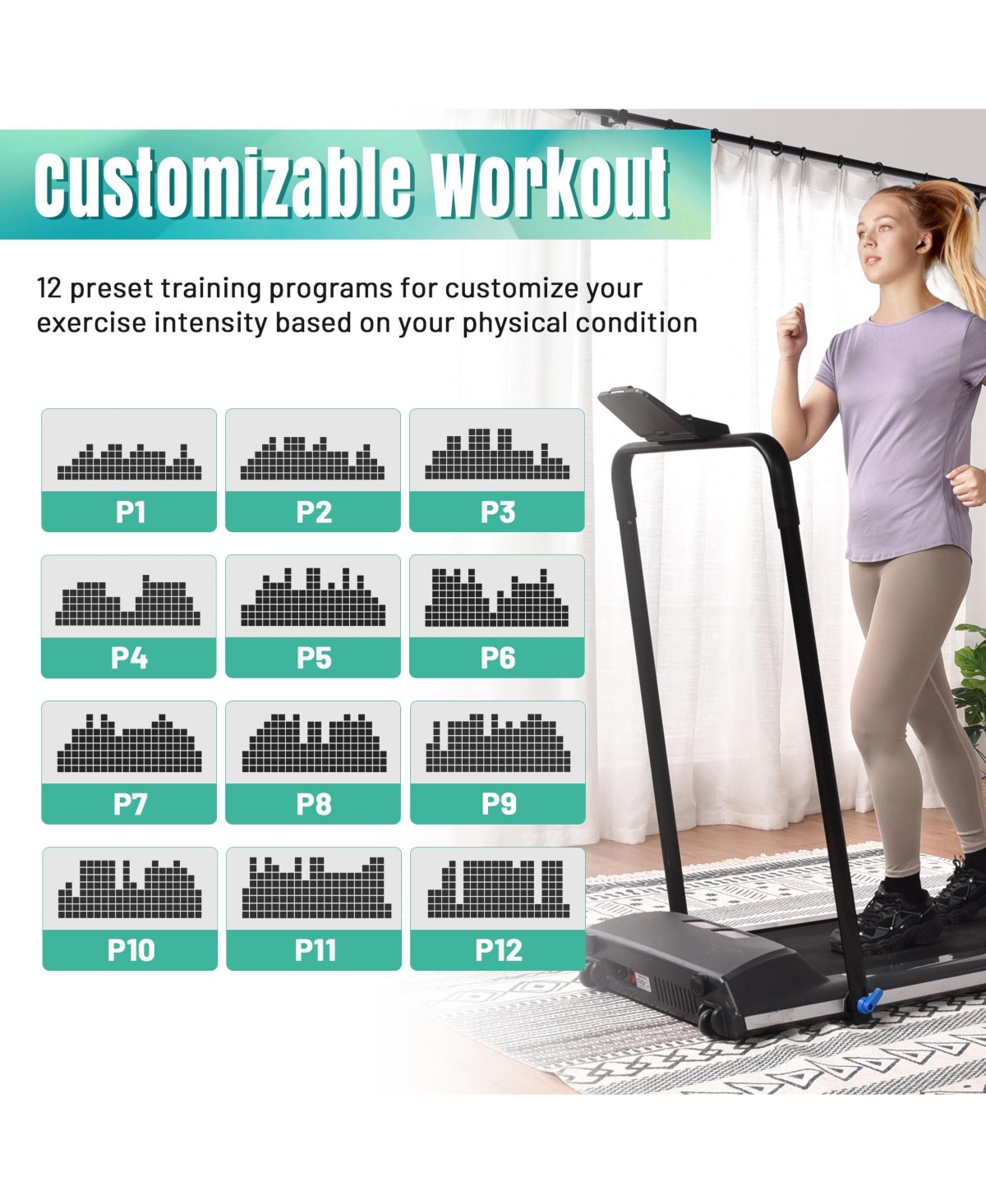 Yescom 1100W Folding Electric Treadmill Portable Power Motorized Machine Running Gym Fitness- Black