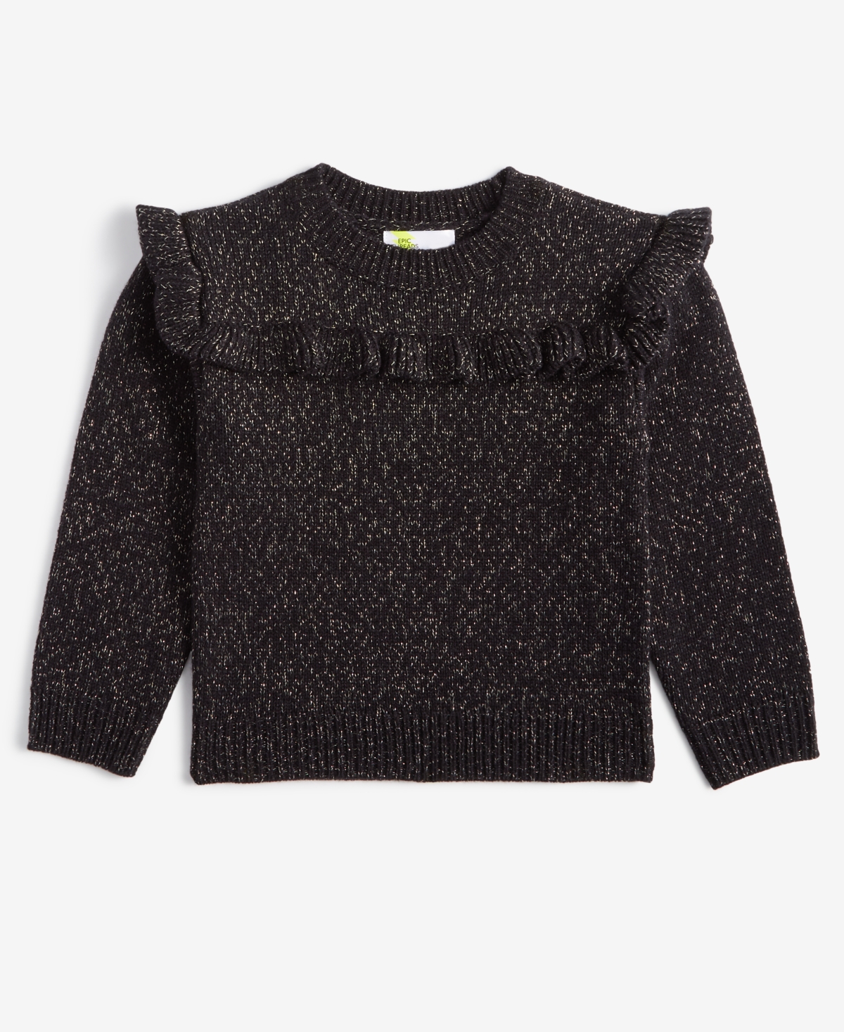 Epic Threads Toddler Girls Ruffled Metallic Sweater, Created For Macy's In Deep Black