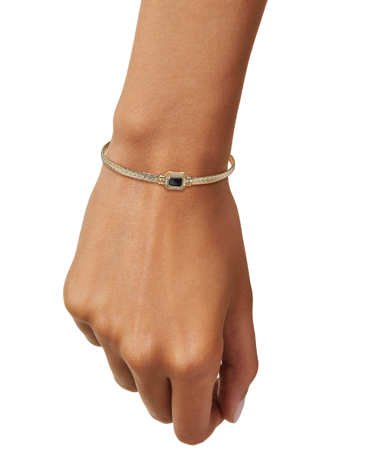 MACY'S GARNET & WHITE TOPAZ (1/5 CT. T.W.) WOVEN BANGLE BRACELET IN 14K GOLD-PLATED STERLING SILVER (ALSO I 