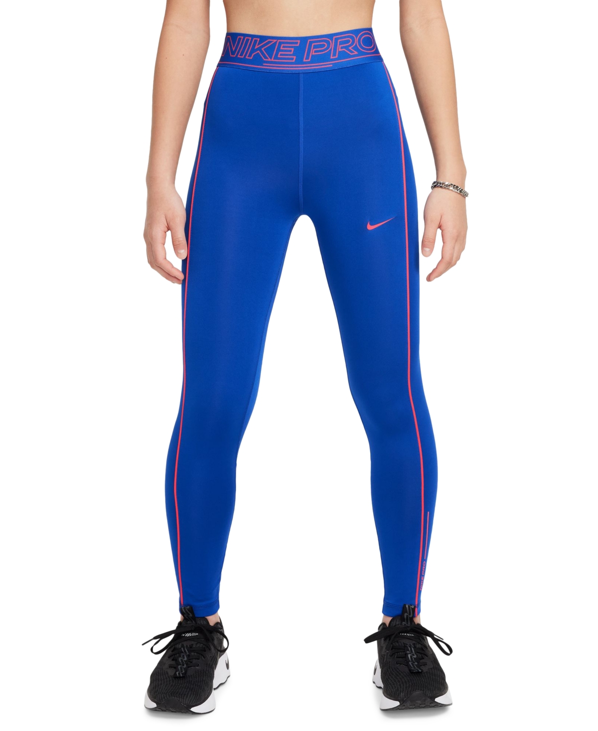 Nike Big Girls Pro Dri-fit Mid-rise Leggings In Game Royal,aster Pink,aster Pink