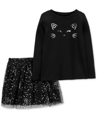Carter's - Little & Big Girls Halloween Cat T-Shirt & Tulle Skort, 2 Piece Set