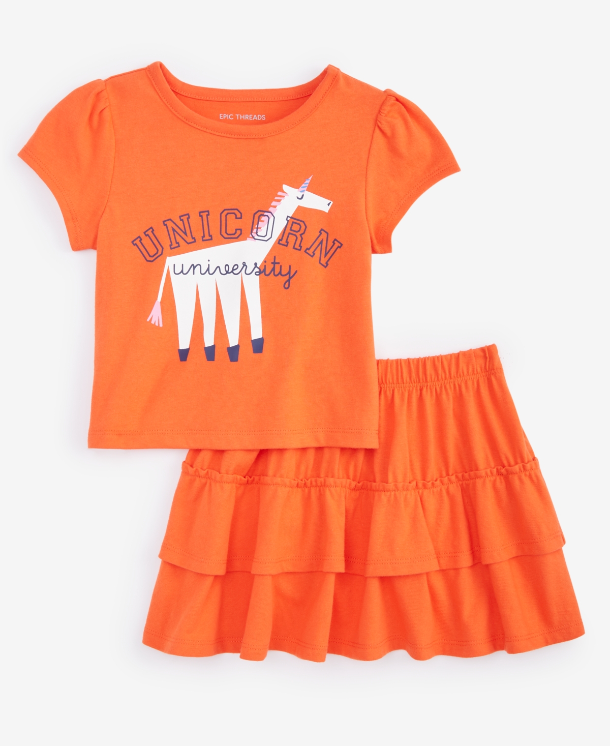 Epic Threads Toddler Girls Unicorn University Top & Skirt, 2 Piece Set, Created for Macy's