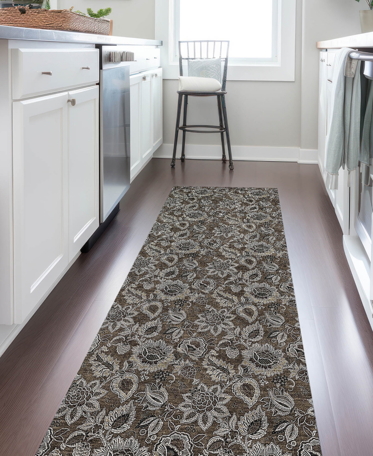 Addison Chantille Acn661 2'3"x7'6" Runner Area Rug In Chocolate