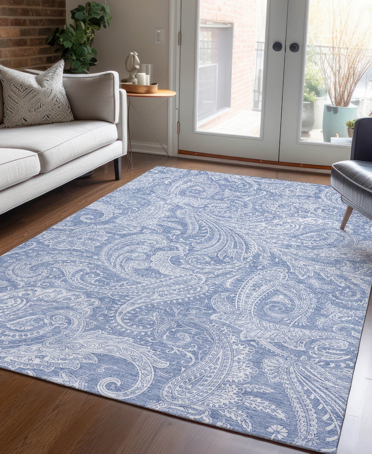 Addison Chantille Machine Washable Acn654 9'x12' Area Rug In Denim