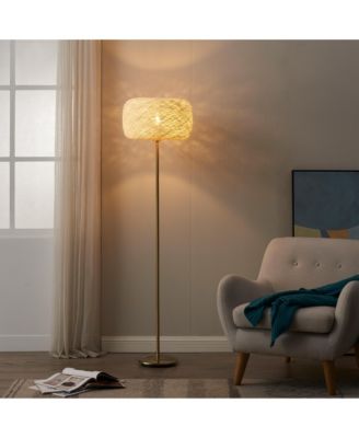 Rowan 60" LED Standing Floor Lamp with Threaded Twine Shade