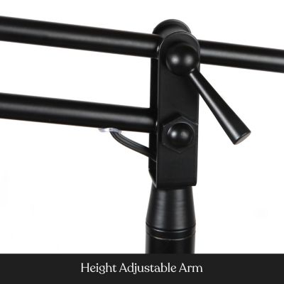 Ava 61" Height-Adjustable LED Black Floor Lamp with Classic Fabric Drum Shade