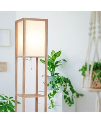 Maxwell 63" LED Shelf Column Floor Lamp with Lantern Shade