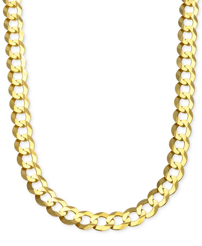 Curb Chain Link Necklace (10 mm) in Solid 10K Gold - Yellow Gold