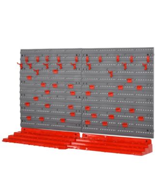 DURHAND 54-Piece Pegboard & Shelf Tool Organizer – Wall Mounted Garage Storage With 50 Hooks, 2 Boards & 2 Shelves, Blue (66 Lb Capacity)