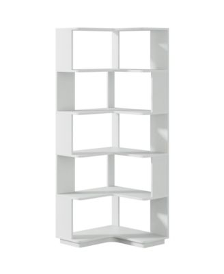 6-Tier Corner Bookshelf, 64.9 Inch Tall Bookcase with Anti-Drop Panel, Industrial Freestanding Corner Shelf Display Rack Storage Organizer