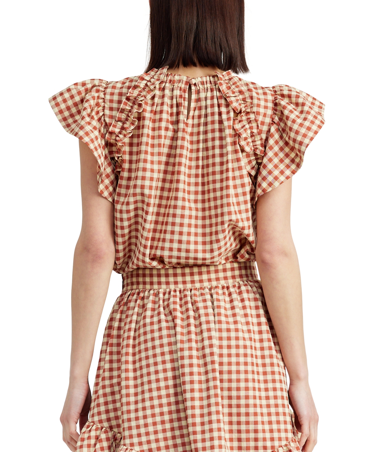 En Saison Women's Juni Gingham Ruffled Short-Sleeve Blouse