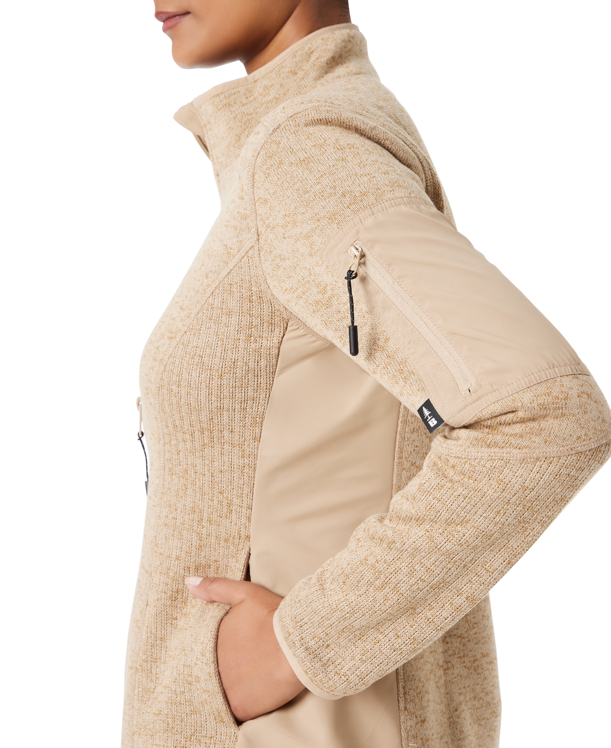 Bass Outdoor Women's Marled Mock-Neck Mixed-Media Sweatshirt