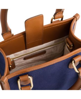 Solid Canvas North South Tote with Leather Trim