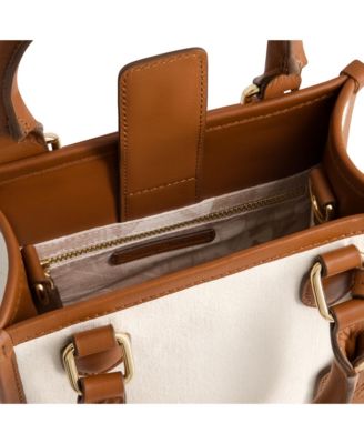 Solid Canvas North South Tote with Leather Trim