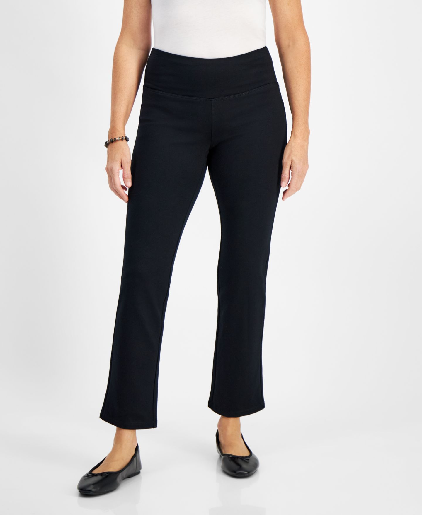 Женские брюки Style & Co Straight-Leg Ponte-Knit, цвет: Глубокий чёрный, вариант 1 — фото 2
