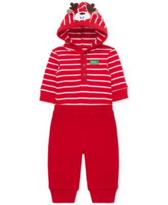 Little Me - Baby Cotton Hooded Reindeer Bodysuit & Pants Set