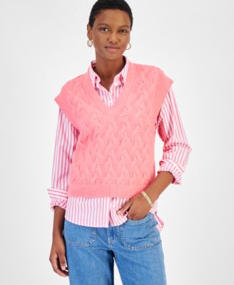 On 34th - Women's Extended Shoulder Cable-Knit Sweater Vest