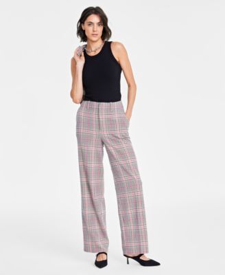 On 34th Women s Plaid High Rise Wide Leg Trousers Created for Macy s Macy s