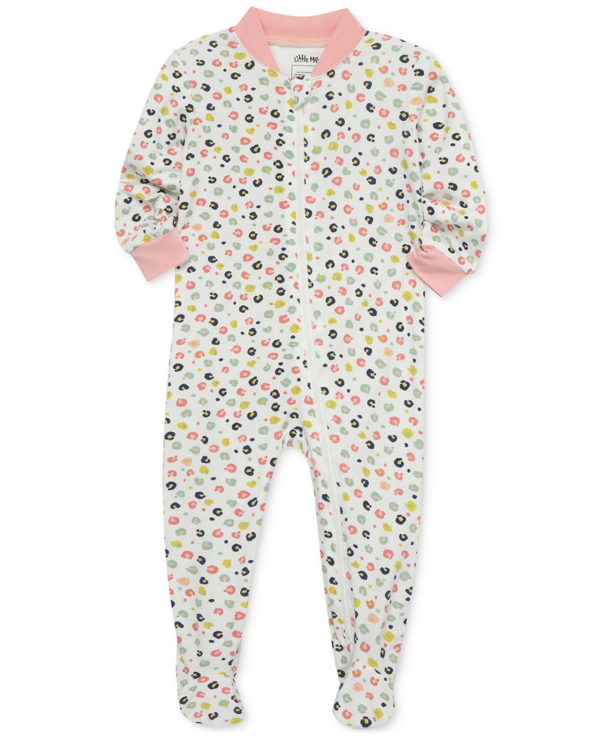 Little Me Baby Girls Leopard-Print Zip-Front Footed Pajamas