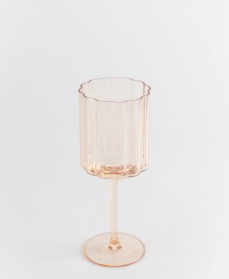 Scalloped Rim Fluted Wine Glass, Set of 4, 12oz
