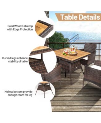 5 Pieces Wicker Patio Dining Set with 4 Armrest Chairs