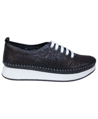 Women's Sarto Perforated Leather Lace Up Platform Sneakers