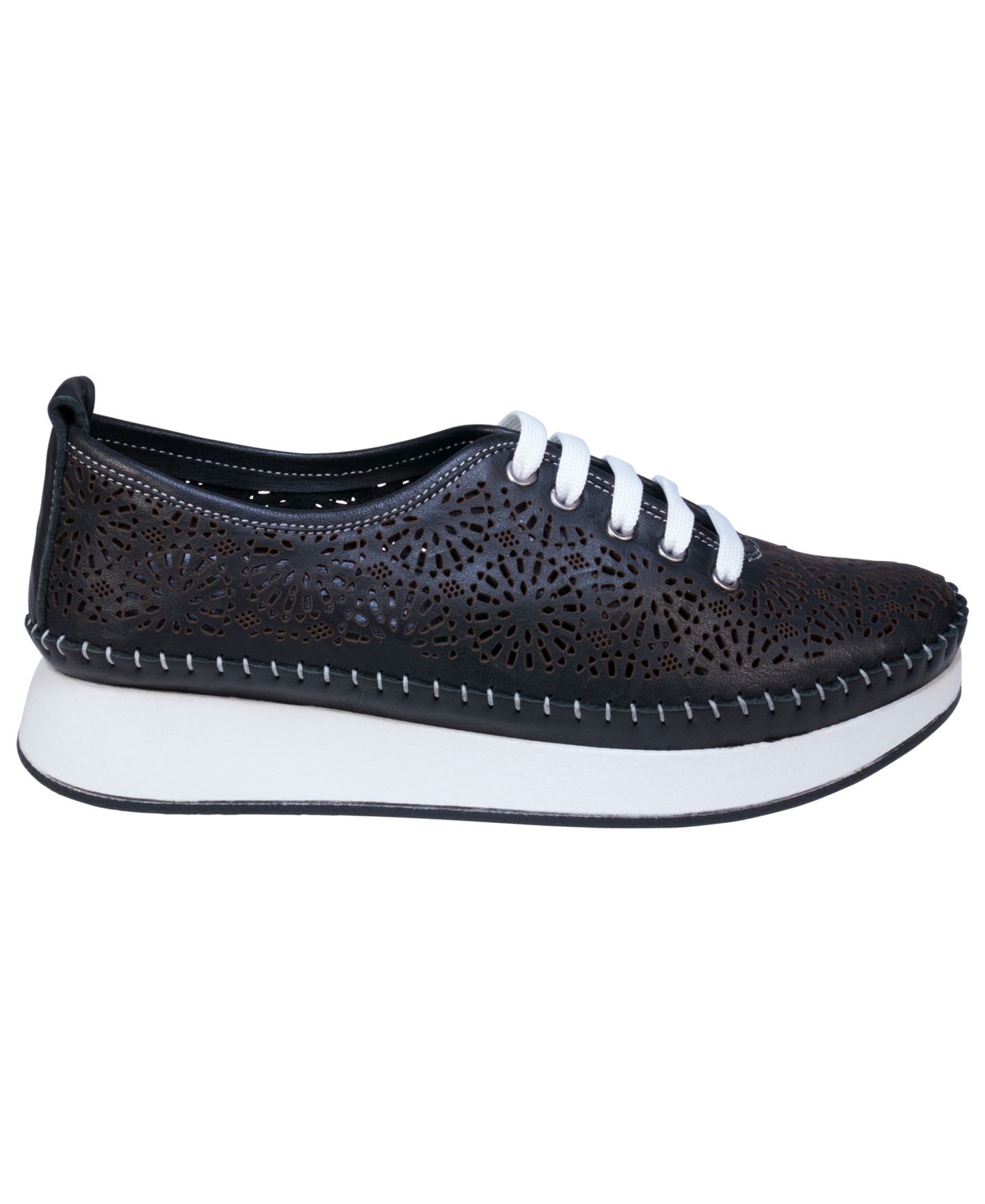 Женские кроссовки Cools 21 Sarto Perforated Leather Lace Up Platform, цвет: Чёрный — фото 2