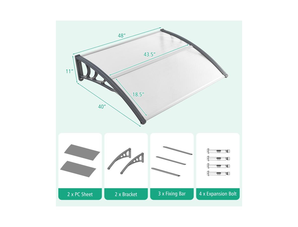 Slickblue x 40 Inch Outdoor Front Door Window Awning Door Canopy Exterior