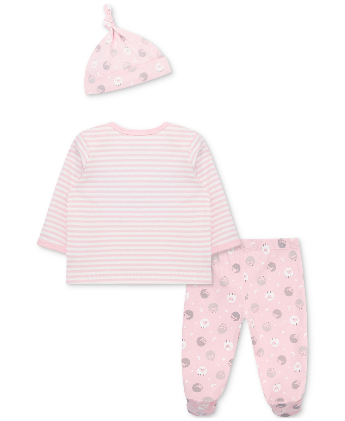Little Me Baby Girls 3-Pc. Cute Sheep Top, Footed Pants & Hat Set