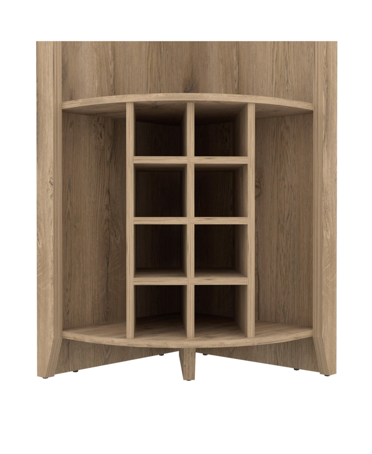 Fm Furniture Bouvet Corner Bar Cabinet, Three Shelves, Eight Built-in Wine Rack, Two Side Shelves