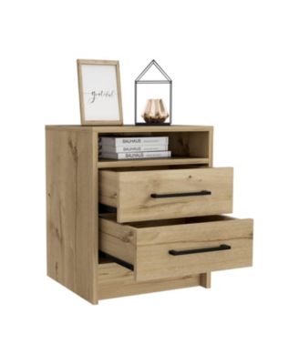 Philadelphia Nightstand, Two Drawers, Concealed Shelf