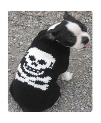L Black Skull Dog Sweater